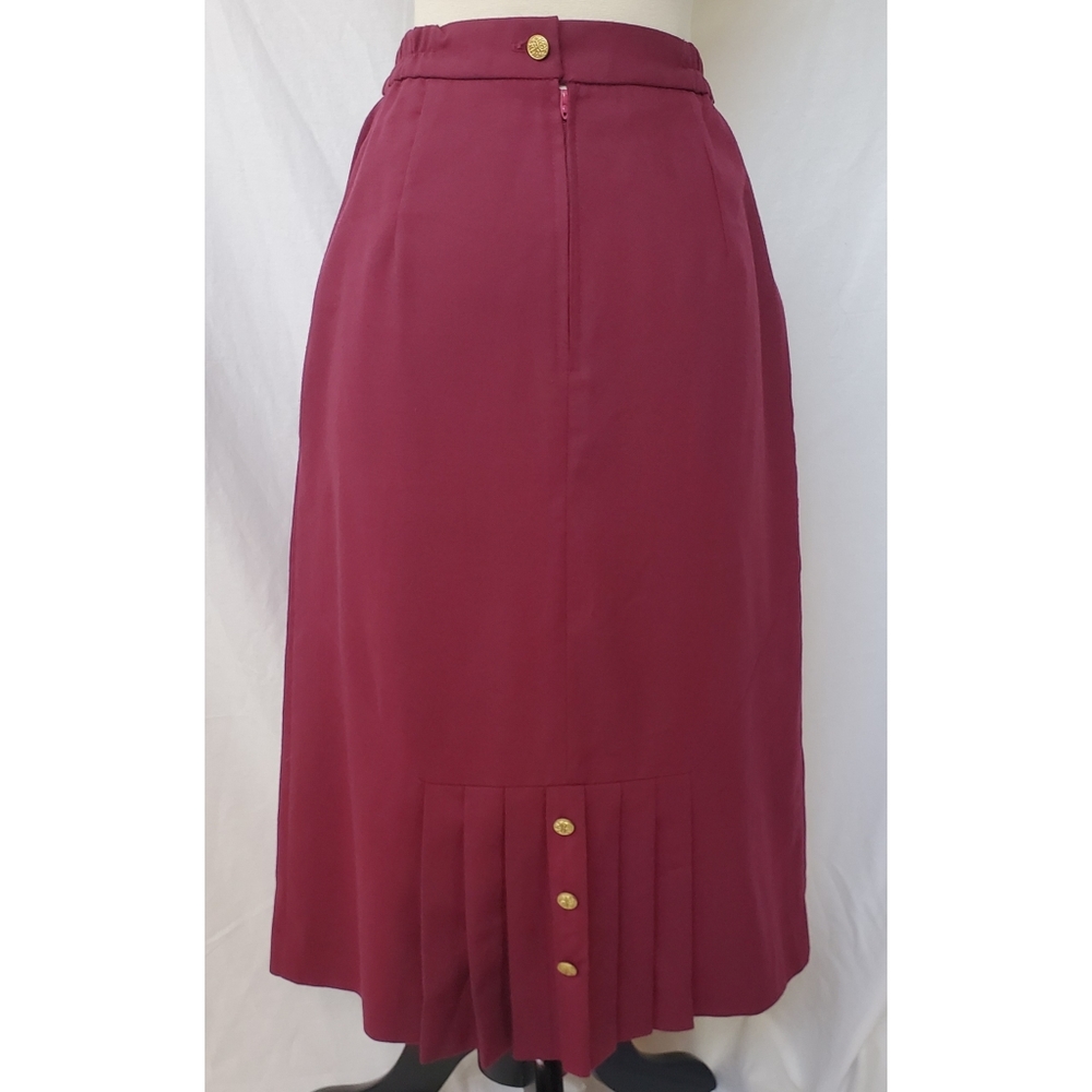 Vintage 80s Cottage Core Burgundy Skirt